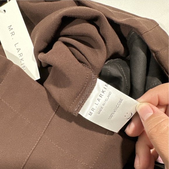 NWT $295‎ Mr. Larkin [ Medium ] Charlie Crepe Straight Pants in Brown - Picture 14 of 16